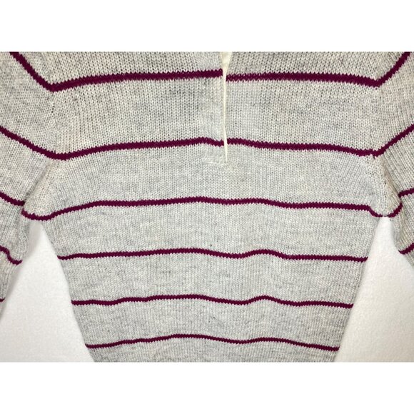 Vintage Striped Women's Sweater Grey New Tags Mister Noah Maroon Stripes Preppy - Picture 4 of 11